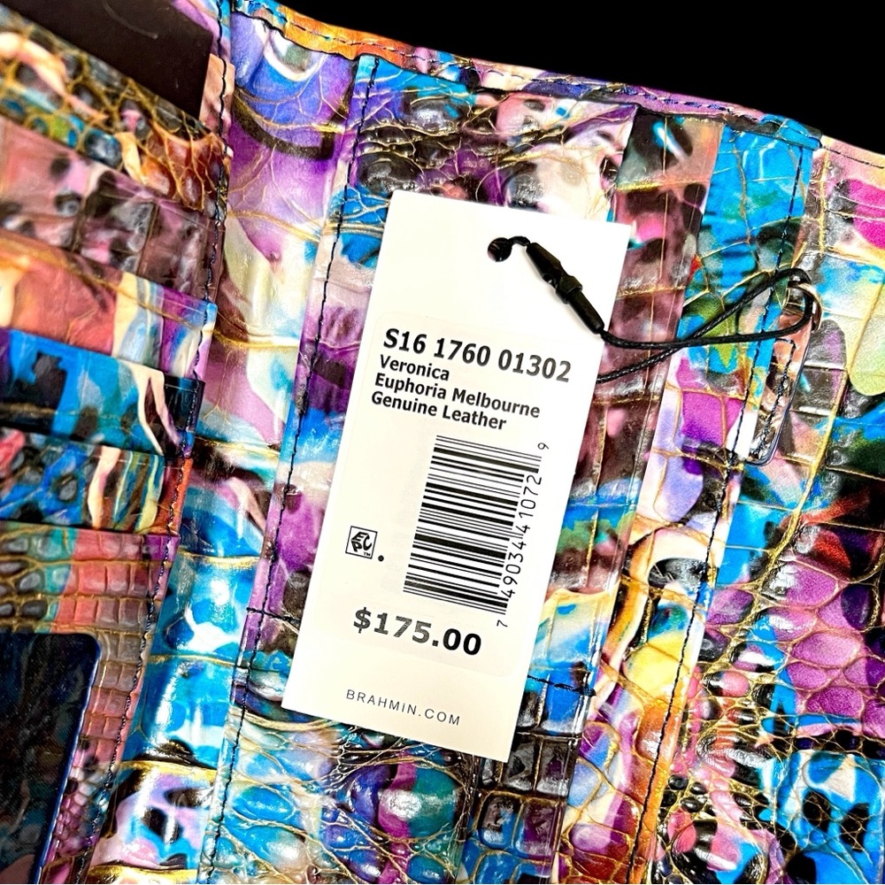 Colorful NWT Brahmin Leather VERONICA Wallet, Multicolored Euphoria - Picture 5 of 6